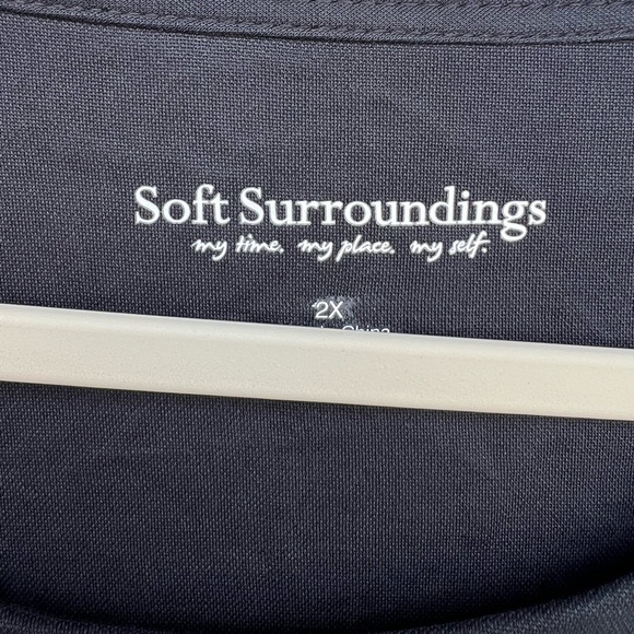 Soft Surroundings Blouse Solid Black 3/4 Sleeve Loose Flowy Fit Womens Size 2X - Picture 2 of 4